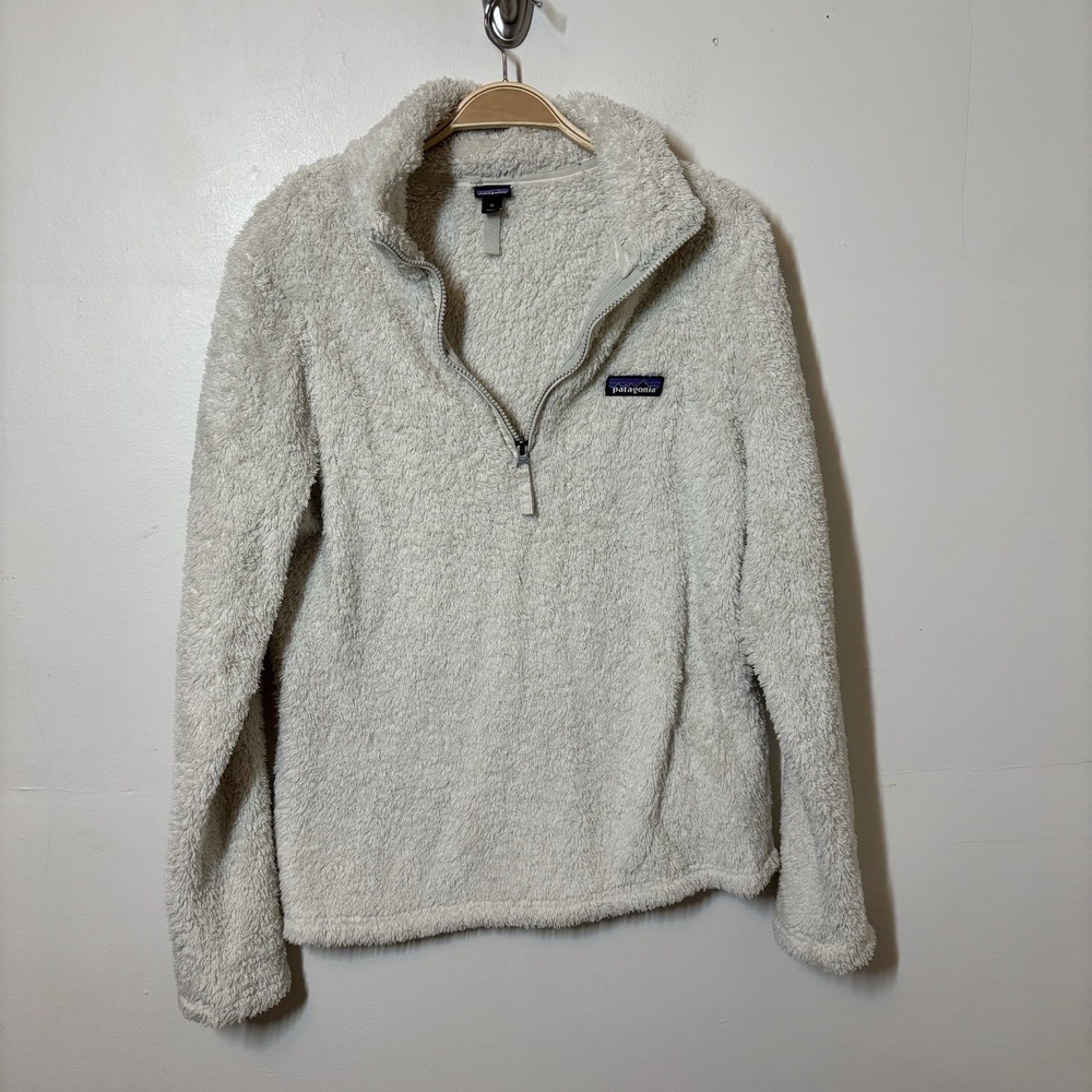 Patagonia Women's Los Gatos 1/4 Zip Fleece Pullover Cream‎ Sweater M Hiking